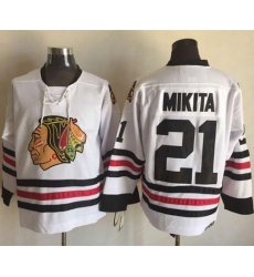 Chicago Blackhawks  #21 Stan Mikita White CCM Throwback Stitched NHL Jersey