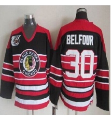 Chicago Blackhawks #30 ED Belfour Red Black 75TH CCM Stitched NHL Jersey