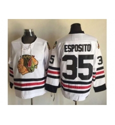 Chicago Blackhawks #35 Tony Esposito White CCM Throwback Stitched NHL Jersey