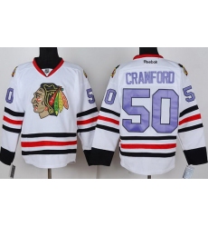 Chicago Blackhawks 50 Corey Crawford White NHL Jerseys Purple Number