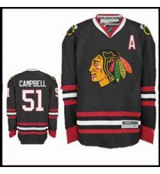 Chicago Blackhawks #51 CAMPBELL Hockey black Jersey