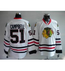 Chicago Blackhawks #51 CAMPBELL Hockey white Jersey