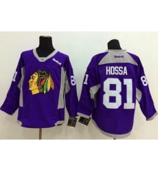 Chicago Blackhawks #81 Marian Hossa Purple Hockey Fights Cancer Stitched NHL Jersey