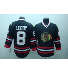 Chicago Blackhawks leddy 8 black  hockey jerseys