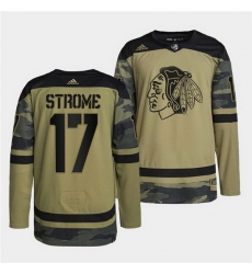 Men Chicago Blackhawks 17 Dylan Strome 2022 Camo Military Appreciation Night White Stitched jersey