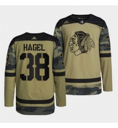 Men Chicago Blackhawks 38 Brandon Hagel 2022 Camo Military Appreciation Night White Stitched jersey