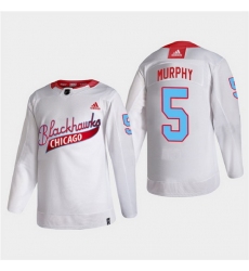 Men Chicago Blackhawks 5 Connor Murphy 2022 Community Night White Stitched jersey