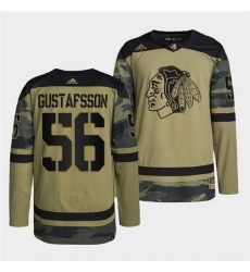 Men Chicago Blackhawks 56 Erik Gustafsson 2022 Camo Military Appreciation Night White Stitched jersey