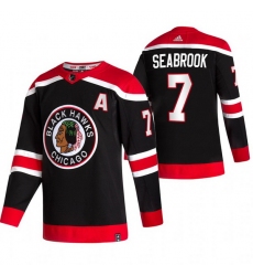 Men Chicago Blackhawks 7 Brent Seabrook Black Adidas 2020 21 Reverse Retro Alternate NHL Jersey