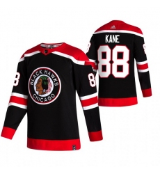 Men Chicago Blackhawks 88 Patrick Kane Black Adidas 2020 21 Reverse Retro Alternate NHL Jersey