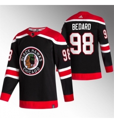 Men Chicago Blackhawks 98 Connor Bedard Black Stitched Hockey Jersey