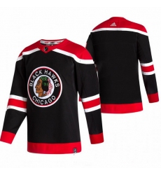 Men Chicago Blackhawks Blank Black Adidas 2020 21 Reverse Retro Alternate NHL Jersey