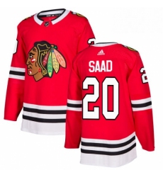 Mens Adidas Chicago Blackhawks 20 Brandon Saad Authentic Red Home NHL Jersey 
