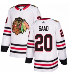 Mens Adidas Chicago Blackhawks 20 Brandon Saad Authentic White Away NHL Jersey 