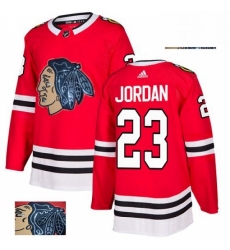 Mens Adidas Chicago Blackhawks 23 Michael Jordan Authentic Red Fashion Gold NHL Jersey 