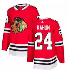Mens Adidas Chicago Blackhawks 24 Dominik Kahun Red Home Authentic Stitched NHL Jersey 