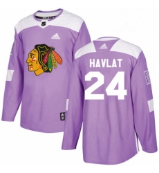 Mens Adidas Chicago Blackhawks 24 Martin Havlat Authentic Purple Fights Cancer Practice NHL Jersey 