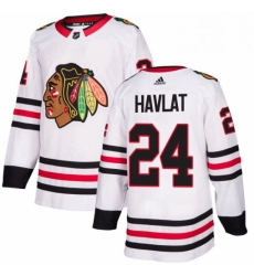 Mens Adidas Chicago Blackhawks 24 Martin Havlat Authentic White Away NHL Jersey 