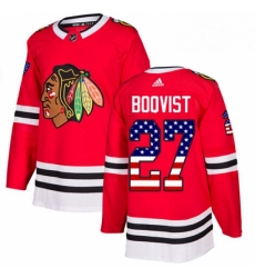 Mens Adidas Chicago Blackhawks 27 Adam Boqvist Authentic Red USA Flag Fashion NHL Jersey 