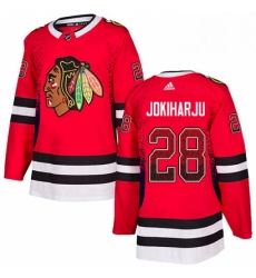 Mens Adidas Chicago Blackhawks 28 Henri Jokiharju Authentic Red Drift Fashion NHL Jersey 