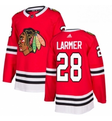 Mens Adidas Chicago Blackhawks 28 Steve Larmer Authentic Red Home NHL Jersey 