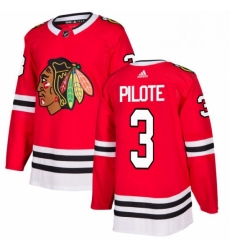 Mens Adidas Chicago Blackhawks 3 Pierre Pilote Authentic Red Home NHL Jersey 