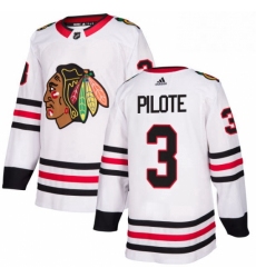 Mens Adidas Chicago Blackhawks 3 Pierre Pilote Authentic White Away NHL Jersey 
