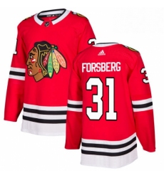 Mens Adidas Chicago Blackhawks 31 Anton Forsberg Authentic Red Home NHL Jersey 