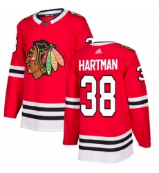 Mens Adidas Chicago Blackhawks 38 Ryan Hartman Authentic Red Home NHL Jersey 