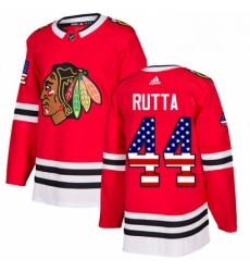 Mens Adidas Chicago Blackhawks 44 Jan Rutta Authentic Red USA Flag Fashion NHL Jersey 