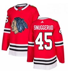 Mens Adidas Chicago Blackhawks 45 Luc Snuggerud Authentic Red Fashion Gold NHL Jersey 