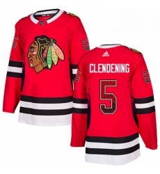 Mens Adidas Chicago Blackhawks 5 Adam Clendening Authentic Red Drift Fashion NHL Jersey 