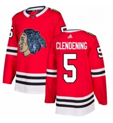 Mens Adidas Chicago Blackhawks 5 Adam Clendening Authentic Red Fashion Gold NHL Jersey 