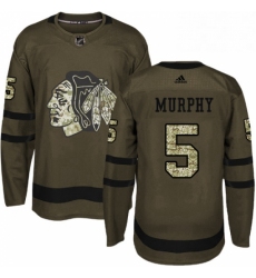 Mens Adidas Chicago Blackhawks 5 Connor Murphy Authentic Green Salute to Service NHL Jersey 