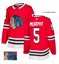 Mens Adidas Chicago Blackhawks 5 Connor Murphy Authentic Red Fashion Gold NHL Jersey 