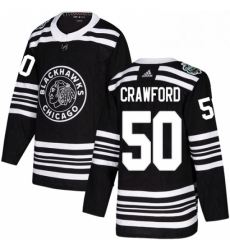 Mens Adidas Chicago Blackhawks 50 Corey Crawford Authentic Black 2019 Winter Classic NHL Jersey 