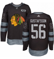 Mens Adidas Chicago Blackhawks 56 Erik Gustafsson Authentic Black 1917 2017 100th Anniversary NHL Jersey 
