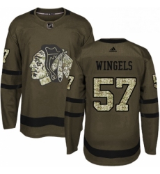 Mens Adidas Chicago Blackhawks 57 Tommy Wingels Authentic Green Salute to Service NHL Jersey 