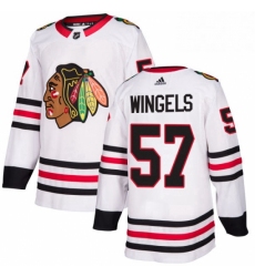 Mens Adidas Chicago Blackhawks 57 Tommy Wingels Authentic White Away NHL Jersey 
