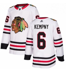 Mens Adidas Chicago Blackhawks 6 Michal Kempny Authentic White Away NHL Jersey 