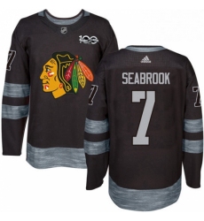 Mens Adidas Chicago Blackhawks 7 Brent Seabrook Authentic Black 1917 2017 100th Anniversary NHL Jersey 