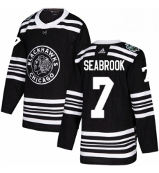 Mens Adidas Chicago Blackhawks 7 Brent Seabrook Authentic Black 2019 Winter Classic NHL Jersey 