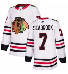 Mens Adidas Chicago Blackhawks 7 Brent Seabrook Authentic White Away NHL Jersey 