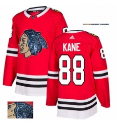 Mens Adidas Chicago Blackhawks 88 Patrick Kane Authentic Red Fashion Gold NHL Jersey 