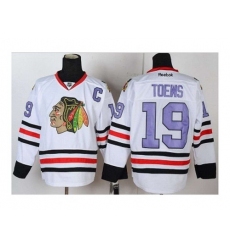 NHL Jerseys Chicago Blackhawks #19 Toews white[number purple][patch C]
