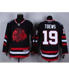 nhl jerseys chicago blackhawks #19 toews black[2014 Stadium Series][the skeleton head]