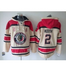 nhl jerseys chicago blackhawks 2 keith cream-red[pullover hooded sweatshirt][patch A]