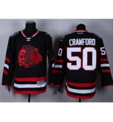 nhl jerseys chicago blackhawks #50 crawford black-1[2014 Stadium Series][the skeleton head]