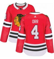 Womens Adidas Chicago Blackhawks 4 Bobby Orr Authentic Red Home NHL Jersey 