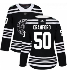 Womens Adidas Chicago Blackhawks 50 Corey Crawford Authentic Black 2019 Winter Classic NHL Jersey 